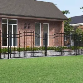 Žoga Vārti Ar Šķēpa Formas Augšdaļu, Melni, 406X125 Cm, Pulverkrāsots Tērauds Vidaxl