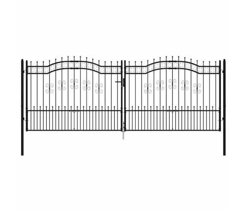 Žoga Vārti Ar Šķēpa Formas Augšdaļu, Melni, 406X150 Cm, Pulverkrāsots Tērauds Vidaxl