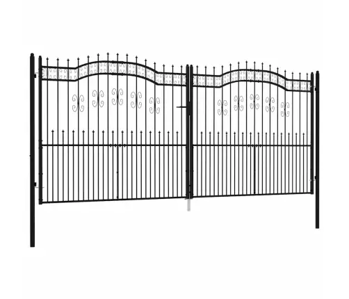 Žoga Vārti Ar Šķēpa Formas Augšdaļu, Melni, 406X175 Cm, Pulverkrāsots Tērauds Vidaxl