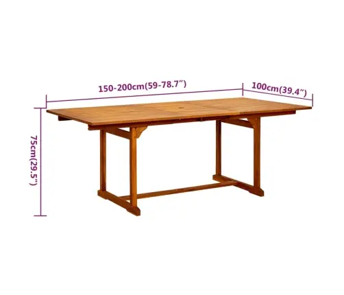 7-Osaline Aiamööblikomplekt, Akaatsiapuit, 150-200 Cm