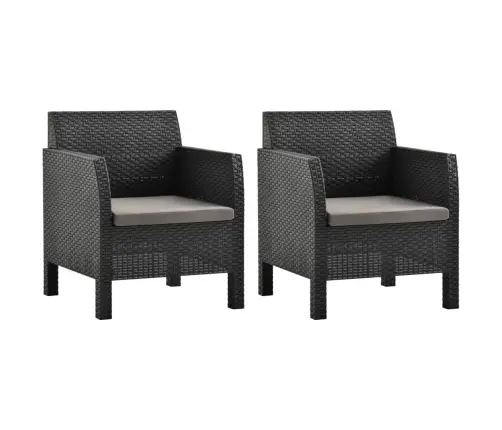 Dārza Krēsli Ar Matračiem, 2 Gab., Pp Rotangpalma, Pelēki Vidaxl