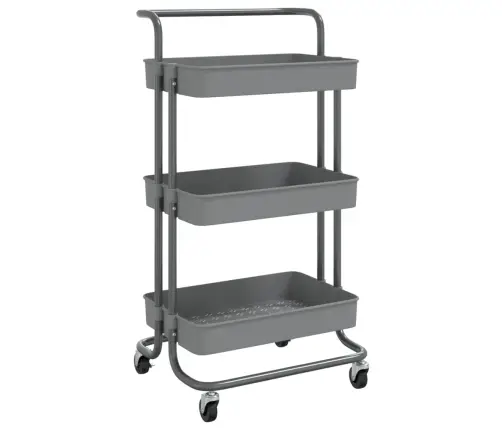 Virtuvės Vežimėlis, 3 Aukštų, Pilkas, 42X35X85cm Geležis/Abs