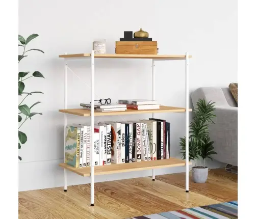 3-Līmeņu Plaukts, Balts, Ozolkoka, 80X40X92 Cm Vidaxl