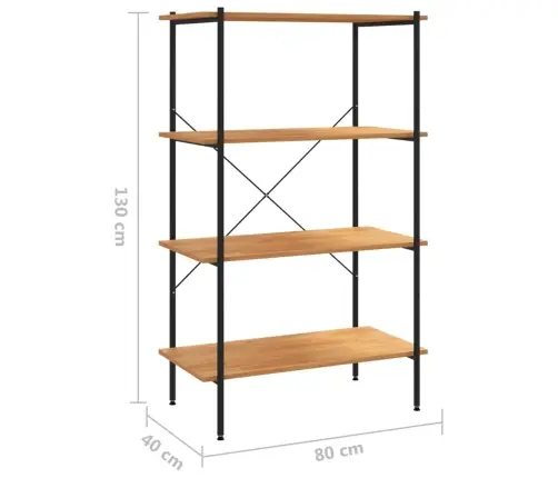 4-Līmeņu Plaukts, Melns, Ozolkoka, 80X40X130 Cm Vidaxl