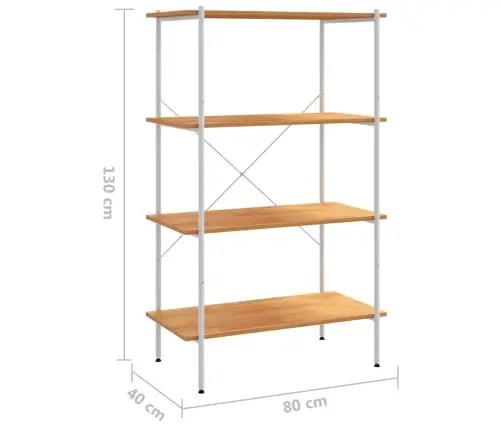 4-Līmeņu Plaukts, Balts, Ozolkoka, 80X40X130 Cm Vidaxl