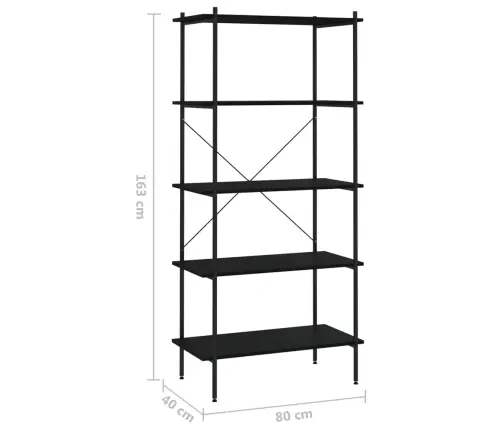 5-Līmeņu Plaukts, Melns, 80X40X163 Cm Vidaxl