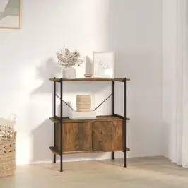 3-Līmeņu Plaukts Ar Skapīti, 80X40X92 Cm, Tērauds, Koks Vidaxl