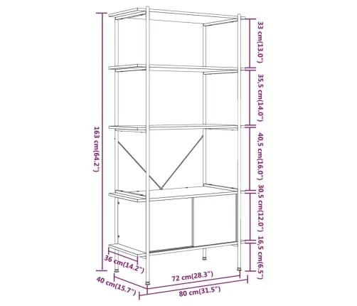 5-Līmeņu Plaukts Ar Skapīti, 80X40X163 Cm Vidaxl