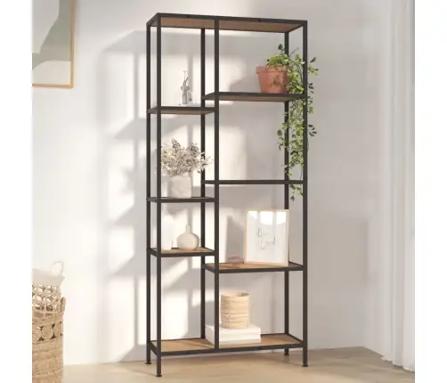 Grāmatu Plaukts, 80X30X180 Cm, Tērauds Un Inženierijas Koks Vidaxl