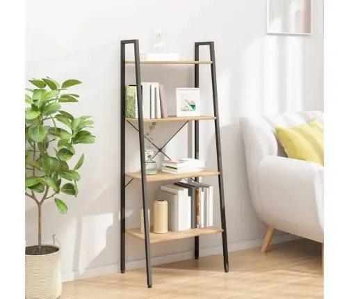 4-Līmeņu Plaukts, Gaiši Brūns Un Melns, 56X35X140 Cm Vidaxl