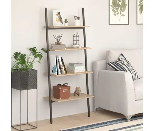 4-Līmeņu Slīps Plaukts, Gaiši Brūns Un Melns, 64X34X150,5 Cm Vidaxl