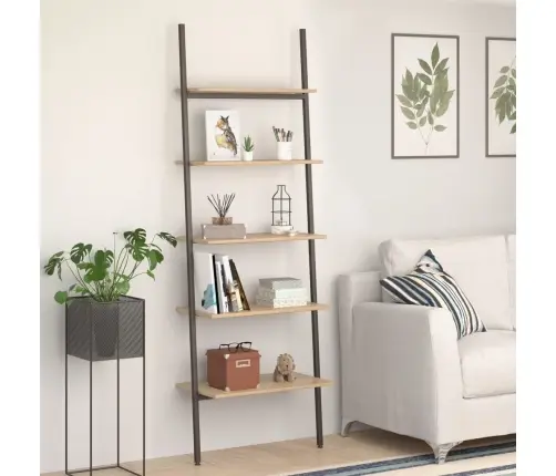 5-Līmeņu Slīps Plaukts, Gaiši Brūns Un Melns, 64X34X185,5 Cm Vidaxl