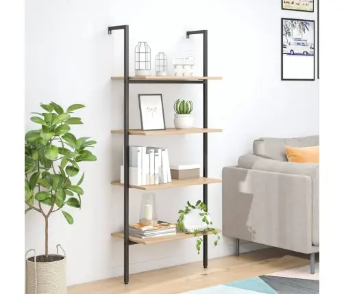 4-Līmeņu Slīps Plaukts, Gaiši Brūns Un Melns, 64X35X152,5 Cm Vidaxl