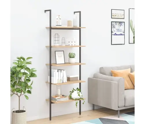 5-Līmeņu Slīps Plaukts, Gaiši Brūns Un Melns, 64X35X185 Cm Vidaxl