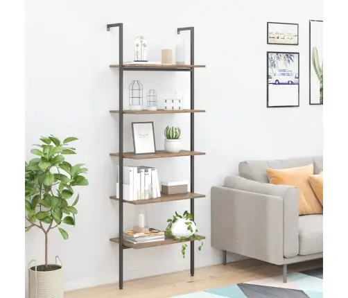 5 Riiuliga Redelriiul, Tumepruun Ja Must, 64X35X185 Cm