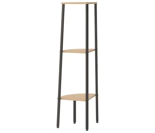 3 Līmeņu Stūra Plaukts, Gaiši Brūns, Melns, 45,5X31,5X120 Cm Vidaxl