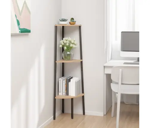 3 Līmeņu Stūra Plaukts, Gaiši Brūns, Melns, 45,5X31,5X120 Cm Vidaxl