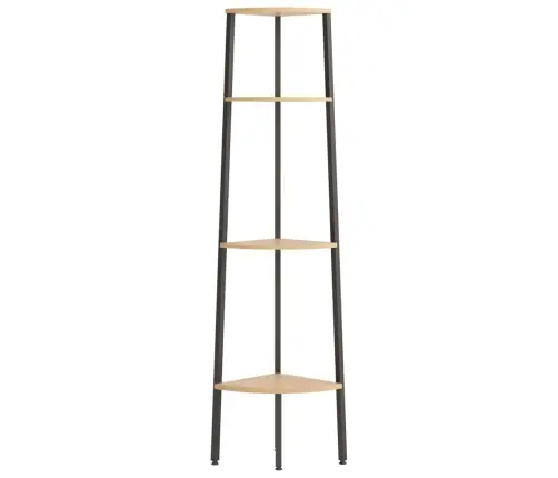 4 Līmeņu Stūra Plaukts, Gaiši Brūns, Melns, 45,5X31,5X150 Cm Vidaxl