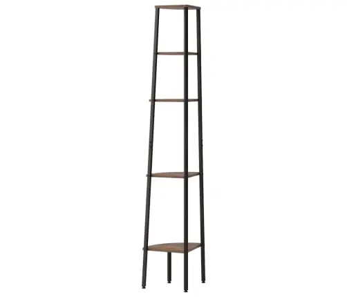 5 Līmeņu Stūra Plaukts, Tumši Brūns, Melns, 45,5X31,5X180 Cm Vidaxl