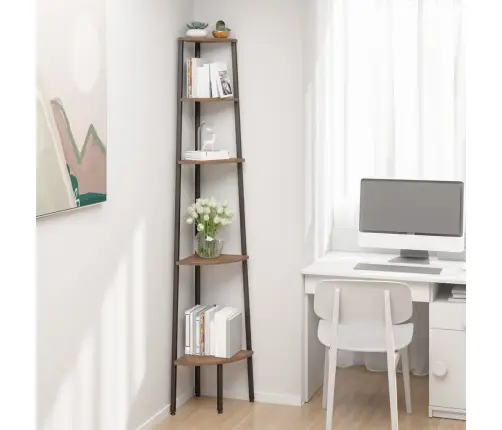 5 Līmeņu Stūra Plaukts, Tumši Brūns, Melns, 45,5X31,5X180 Cm Vidaxl