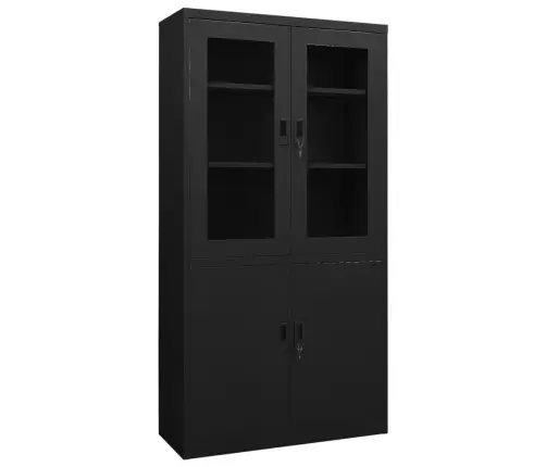 Biroja Skapis, 90X40X180 Cm, Melns, Tērauds Vidaxl