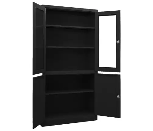 Biroja Skapis, 90X40X180 Cm, Melns, Tērauds Vidaxl