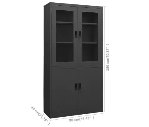 Kontorikapp, Antratsiit, 90 X 40 X 180 cm Teras