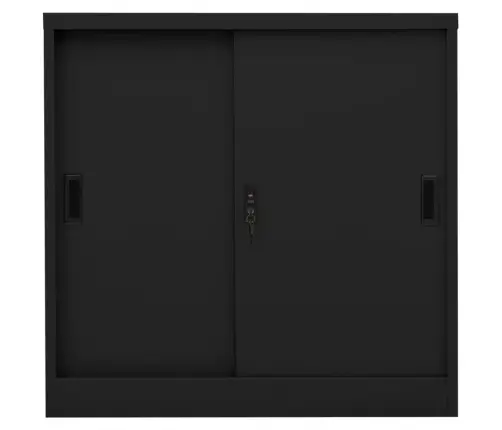 Biroja Skapis Ar Bīdāmām Durvīm, 90X40X90 Cm, Melns Tērauds Vidaxl