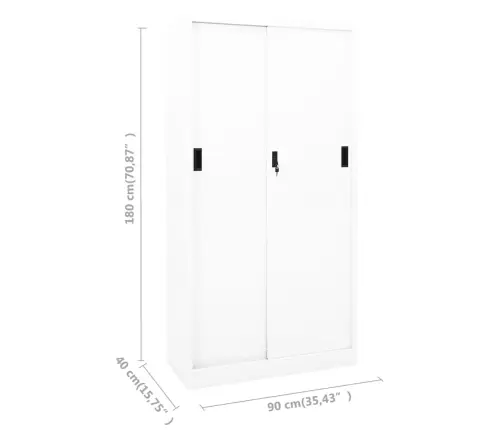 Kontorikapp Liuguksega, Valge, 90 X 40 X 180 cm Teras