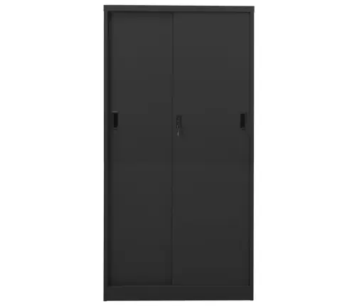 Biroja Skapis Ar Bīdāmām Durvīm, 90X40X180 Cm, Pelēks Tērauds Vidaxl