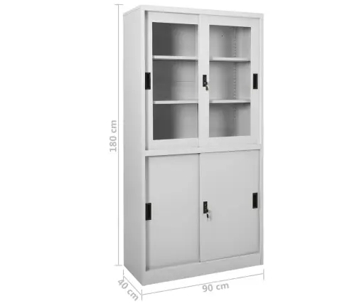 Biuro Spintelė Su Stumdomom Durim, Pilka, 90X40X180cm Plienas