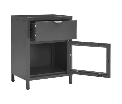 Naktsskapītis, 40X30X54,5 Cm, Antracītpelēks, Tērauds Un Stikls Vidaxl Naktsskapītis, 40X30X54,5 Cm, Antracītpelēks, Tērauds Un Stikls Vidaxl