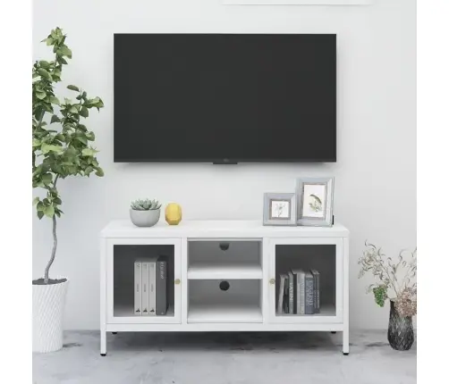 Tv Skapītis, Balts, 105X35X52 Cm, Tērauds Un Stikls Vidaxl Tv Skapītis, Balts, 105X35X52 Cm, Tērauds Un Stikls Vidaxl