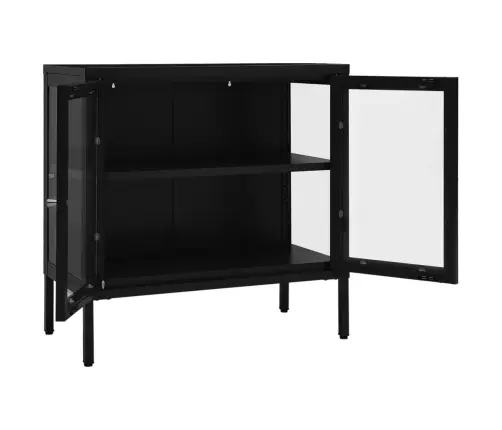 Kumode, Melna, 70X35X70 Cm, Tērauds Un Stikls Vidaxl Kumode, Melna, 70X35X70 Cm, Tērauds Un Stikls Vidaxl