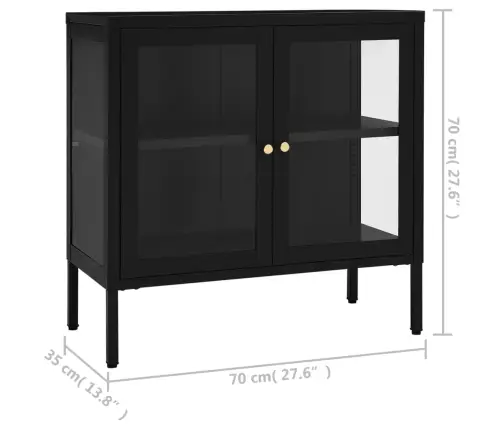 Kumode, Melna, 70X35X70 Cm, Tērauds Un Stikls Vidaxl Kumode, Melna, 70X35X70 Cm, Tērauds Un Stikls Vidaxl