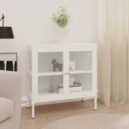 Kumode, Balta, 70X35X70 Cm, Tērauds Un Stikls Vidaxl