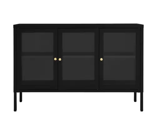 Kumode, Melna, 105X35X70 Cm, Tērauds Un Stikls Vidaxl