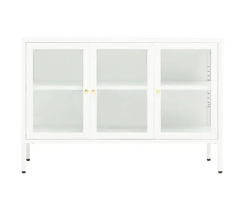 Kumode, Balta, 105X35X70 Cm, Tērauds Un Stikls Vidaxl