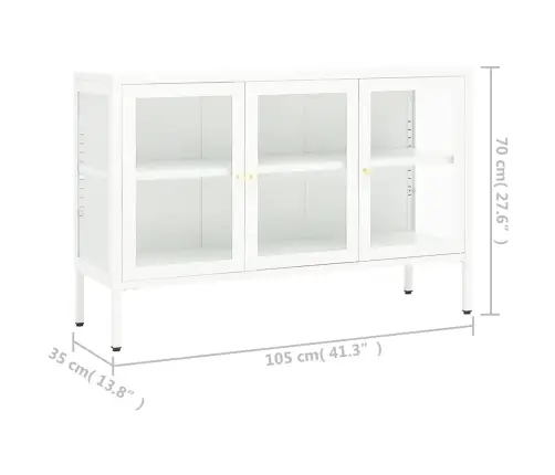 Kumode, Balta, 105X35X70 Cm, Tērauds Un Stikls Vidaxl