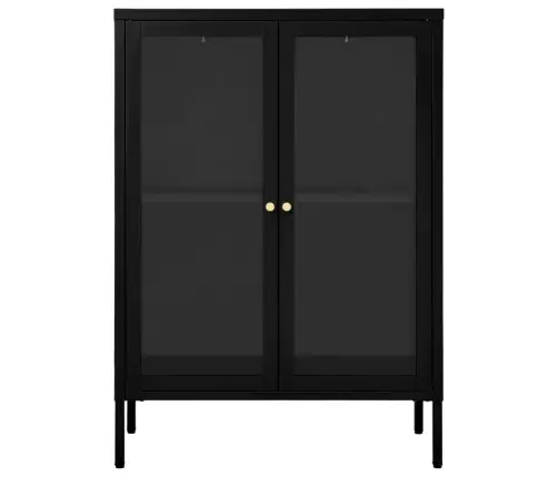 Kumode, Melna, 75X35X105 Cm, Tērauds Un Stikls Vidaxl