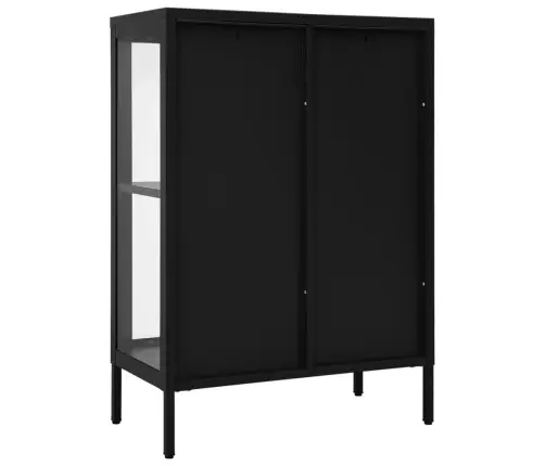 Kumode, Melna, 75X35X105 Cm, Tērauds Un Stikls Vidaxl