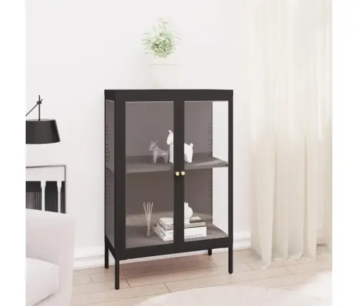 Kumode, Melna, 75X35X105 Cm, Tērauds Un Stikls Vidaxl