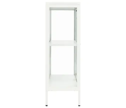 Kumode, Balta, 75X35X105 Cm, Tērauds Un Stikls Vidaxl