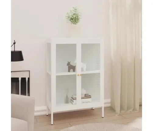 Kumode, Balta, 75X35X105 Cm, Tērauds Un Stikls Vidaxl