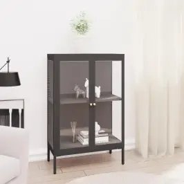 Kumode, Antracītpelēka, 75X35X105 Cm, Tērauds Un Stikls Vidaxl
