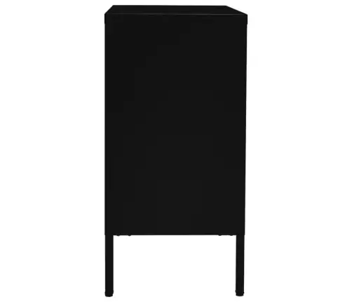 Kumode, Melna, 75X35X70 Cm, Tērauds Un Rūdīts Stikls Vidaxl