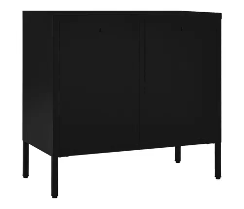 Kumode, Melna, 75X35X70 Cm, Tērauds Un Rūdīts Stikls Vidaxl