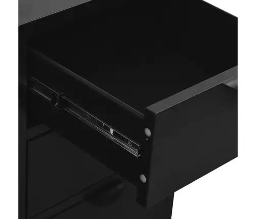 Kumode, Melna, 75X35X70 Cm, Tērauds Un Rūdīts Stikls Vidaxl