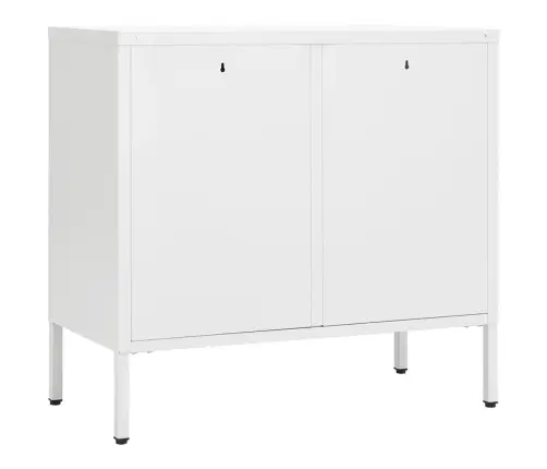 Kumode, Balta, 75X35X70 Cm, Tērauds Un Rūdīts Stikls Vidaxl