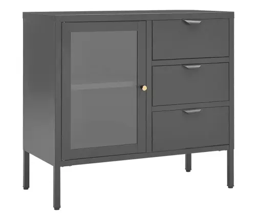 Šoninė Spintelė, Antracito, 75X35X70cm Plienas Ir Stiklas